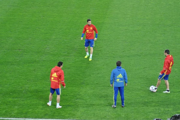 Joueur de l'équipe nationale espagnole, Cesc Fabregas lors de l'échauffement — Photo