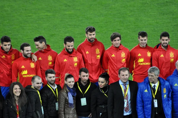 Équipe nationale de football de l'Espagne lors d'une séance de photos dans la première — Photo