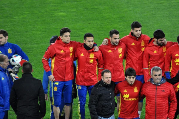 Équipe nationale de football de l'Espagne lors d'une séance de photos dans la première — Photo