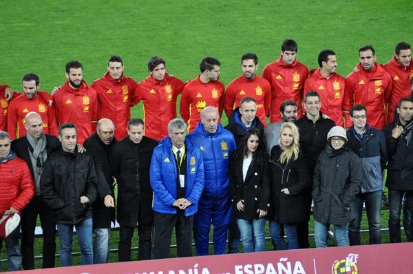 Εθνική ομάδα ποδοσφαίρου της Ισπανίας κατά τη διάρκεια μια σύνοδο φωτογραφία κάτω από το st — Φωτογραφία Αρχείου