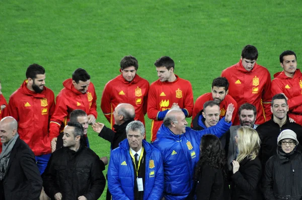 Équipe nationale de football de l'Espagne lors d'une séance de photos dans la première — Photo