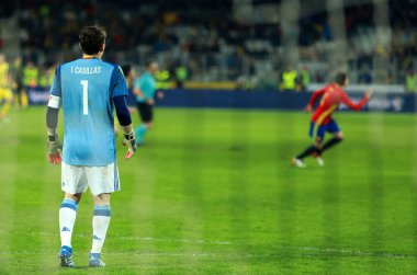 Iker Casillas, İspanya kaleci bir maç sırasında