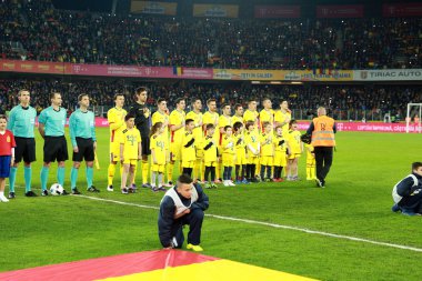 Ulusal Futbol Takımı Romanya bir grup fotoğrafı için poz