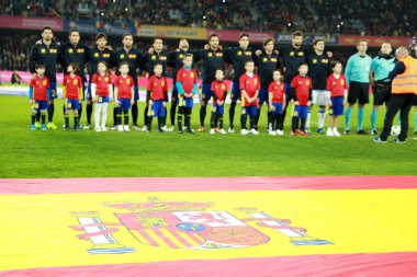 Ulusal futbol takım İspanya bir grup fotoğrafı için poz 