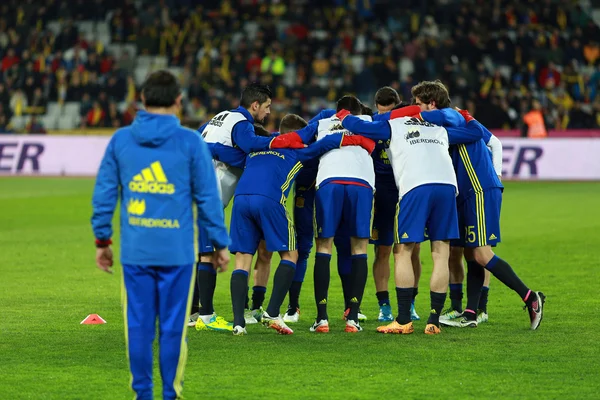 Warming-up voor een voetbalwedstrijd — Stockfoto