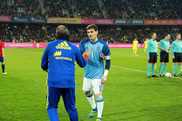 Iker Casillas na początku Hiszpania vs Rumunii piłka nożna mecz — Zdjęcie stockowe