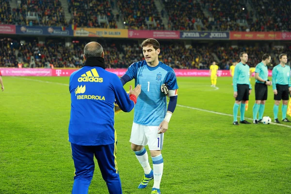 Iker Casillas at the beginning of Spain vs Romania soccer match — Stock Photo, Image