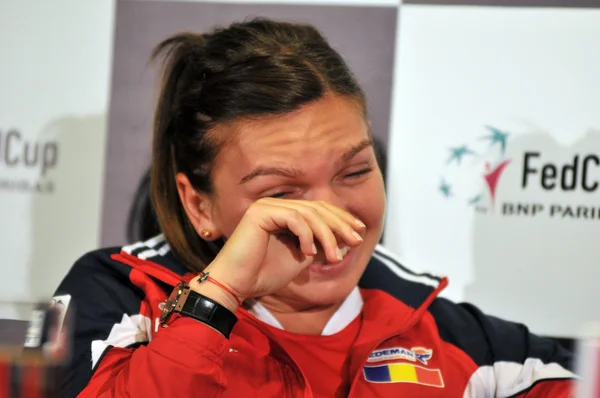 Romanian tennis player Simona Halep during a press conference — Stock Photo, Image