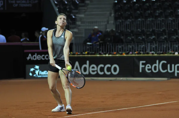 Tenis oyuncu Simona Halep eğitim bir maçtan önce — Stok fotoğraf