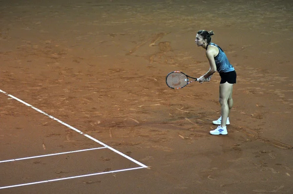 Tennis player Simona Halep training before a match — Stock Photo, Image