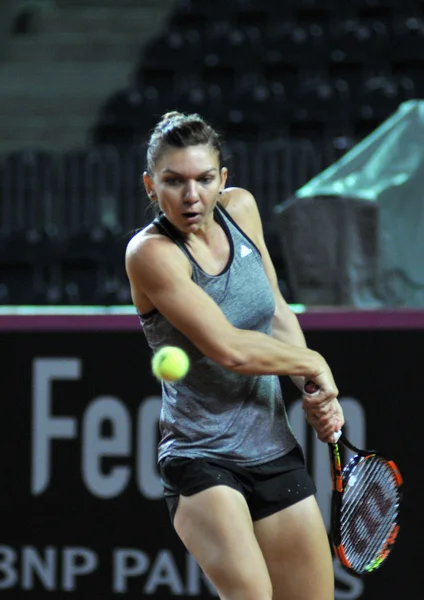 Tenis oyuncu Simona Halep eğitim bir maçtan önce — Stok fotoğraf