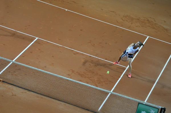 Mulher dupla jogo de tênis — Fotografia de Stock