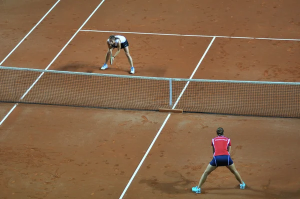 Double woman tennis match — Stock Photo, Image