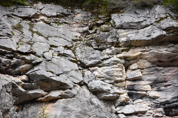 Falha geológica em uma parede de pedra calcária — Fotografia de Stock