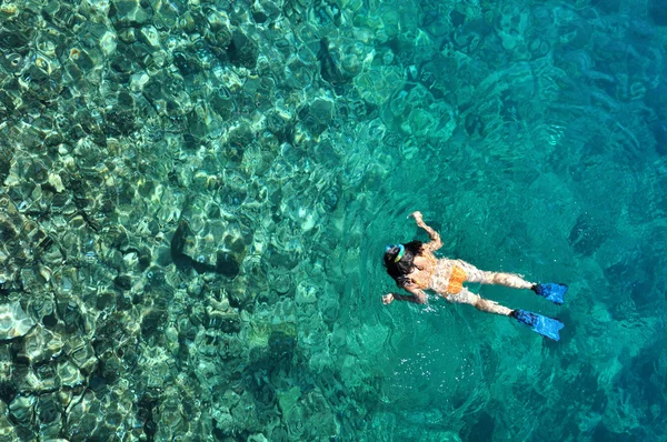 Szexi nő, snorkeling — Stock Fotó