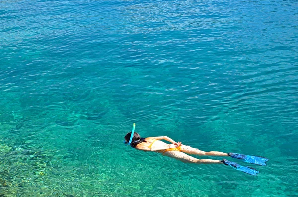 Szexi nő, snorkeling — Stock Fotó