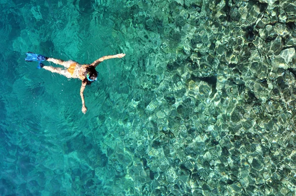 Szexi nő, snorkeling — Stock Fotó