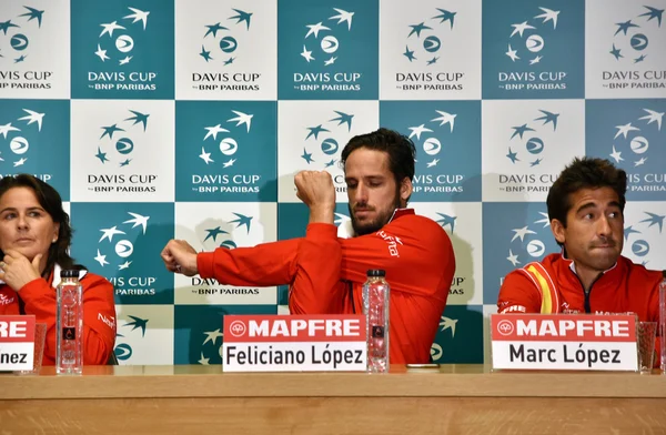 Spanish tennisman answering questions during a press conference