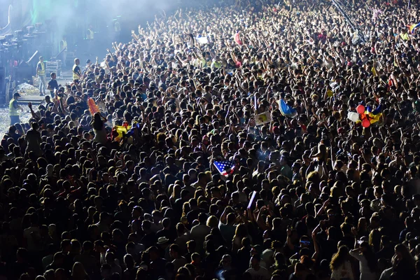 Große Menschenmenge bei einem Konzert vor der Bühne — Stockfoto