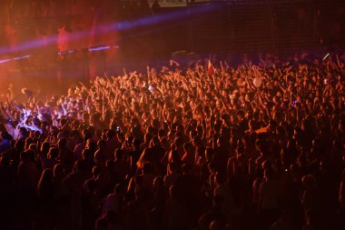 Bir stadyumda bir konserde kalabalık