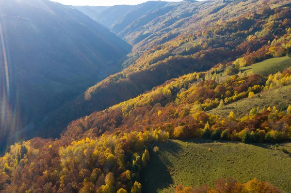 Outono Sazonal Paisagem Rural Cima Ponto Vista Drone Aéreo — Fotografia de Stock