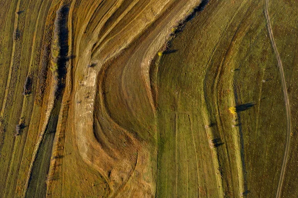Αεροφωτογραφία Του Terraced Πράσινους Λόφους Τοπίο Της Υπαίθρου Drone — Φωτογραφία Αρχείου