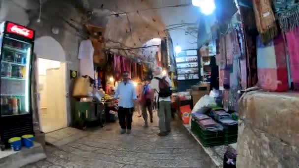 Jerusalem Israel May 2018 Місцеві Євреї Палестинці Купують Старому Міському — стокове відео