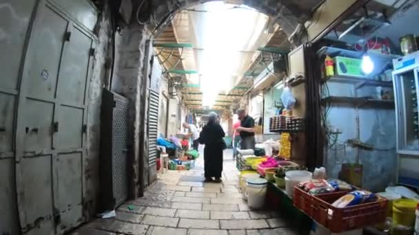 Jerusalem Israel May 2018 Місцеві Євреї Палестинці Купують Старому Міському — стокове відео