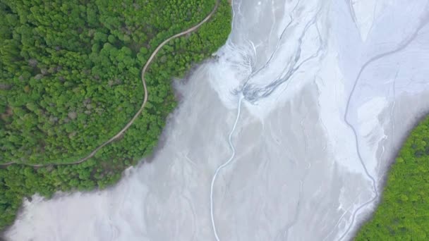 Летает Над Гигантским Декантирующим Озером Полным Остатков Горных Отходов Затопленных — стоковое видео