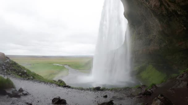 Vue Grand Angle Cascade Seljalandsfoss Islande — Video