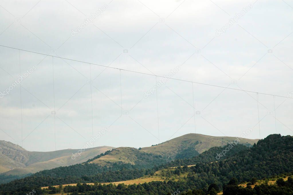 Hanging steel cables used as anti aircraft against helicopters in the Armenia Azerbaijan war in Nagorno Karabakh