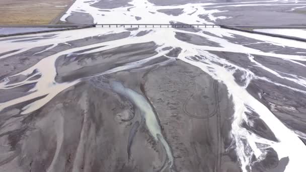Abstraktní Pohled Shora Dolů Ledovcové Tavicí Vodní Toky Islandu Epický — Stock video