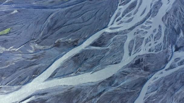 Aerial View Patterns Glacier Rivers Iceland Drone — Stock Video