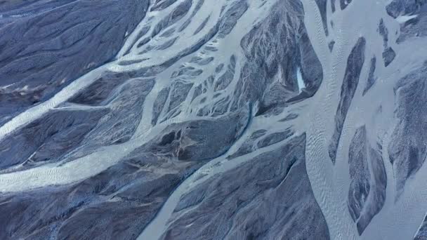 Вид Воздуха Ледниковые Реки Исландии Помощью Беспилотника — стоковое видео