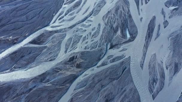 Flygfoto Över Mönster Islands Glaciärfloder Med Hjälp Drönare — Stockvideo