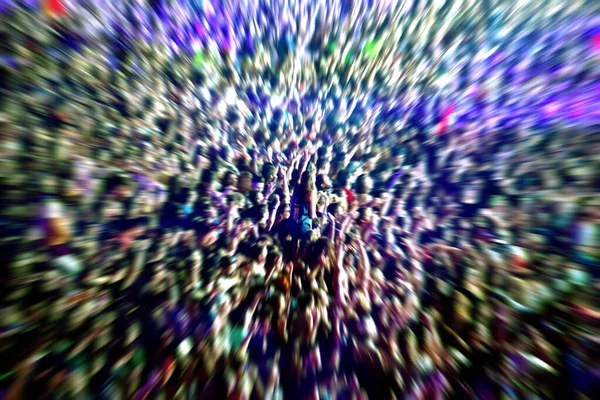 Zoom Effect Blurred Crowd Partying Music Festival — Stock Photo, Image