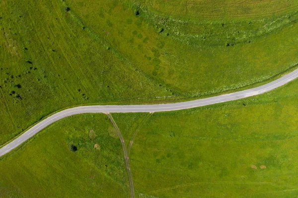 Boven Uitzicht Het Platteland Weg Antenne Drone Uitzicht — Stockfoto
