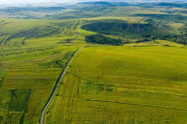 Ovanför Utsikt Över Landsvägen Flygdrönare — Stockfoto