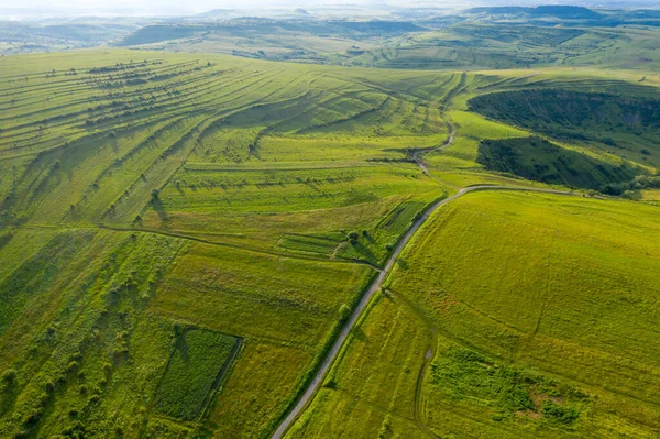 Acima Vista Estrada Rural Vista Aérea Drone — Fotografia de Stock