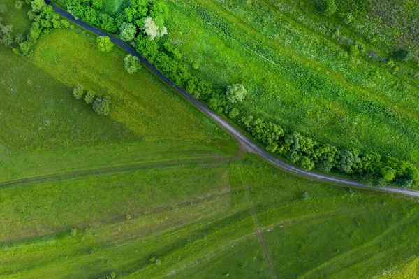 Boven Uitzicht Het Platteland Weg Antenne Drone Uitzicht — Stockfoto