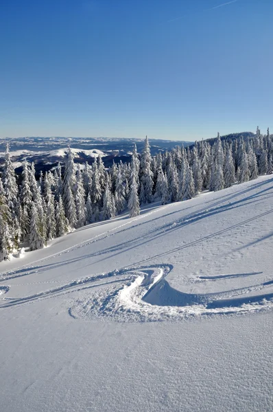Гірськолижної траси на снігу — Stockfoto