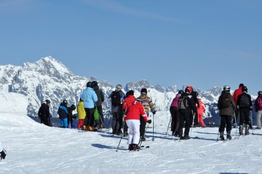 Kayakçı üzerinde Bakırlı Kitzsteinhorn Kayak merkezinde, Avusturya