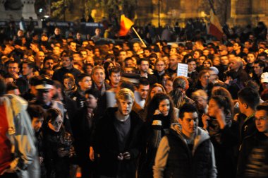 People protest against Prime Minister of Romania, Victor Ponta clipart