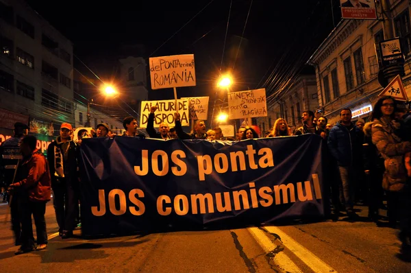 Romanya Başbakanı, Victor Ponta protesto insanlar — Stok fotoğraf