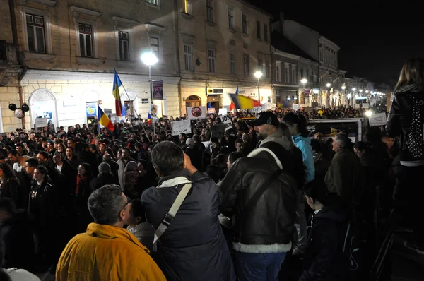 Romanya Başbakanı, Victor Ponta protesto insanlar — Stok fotoğraf