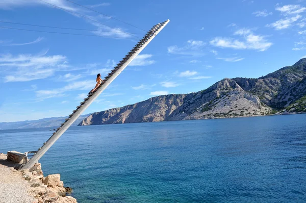 Fishing platform in the Mediterranean coast — Stock Photo, Image