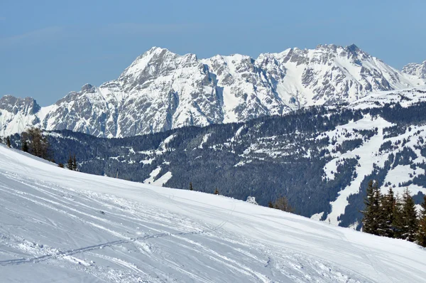 Off-piste helling in de Alpen — Stockfoto