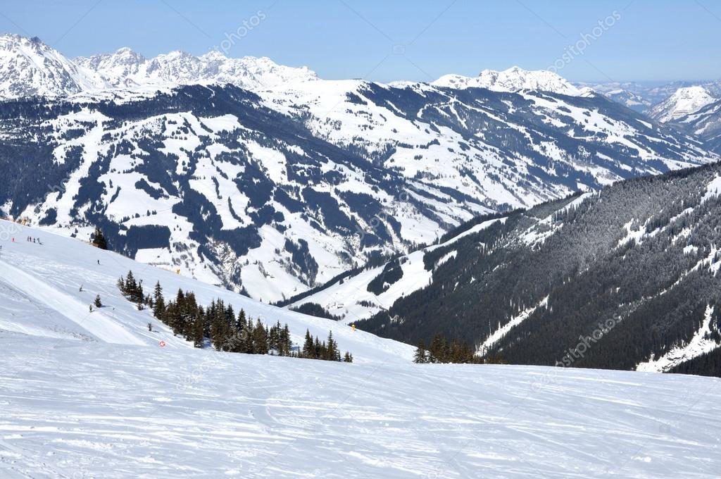 High mountain slope with fresh snow in the Alps