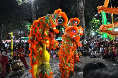 Ejderha dansı sırasında Tet ay yeni yıl Vietnam