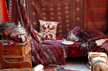 Turkish bazaar, carpet market clipart